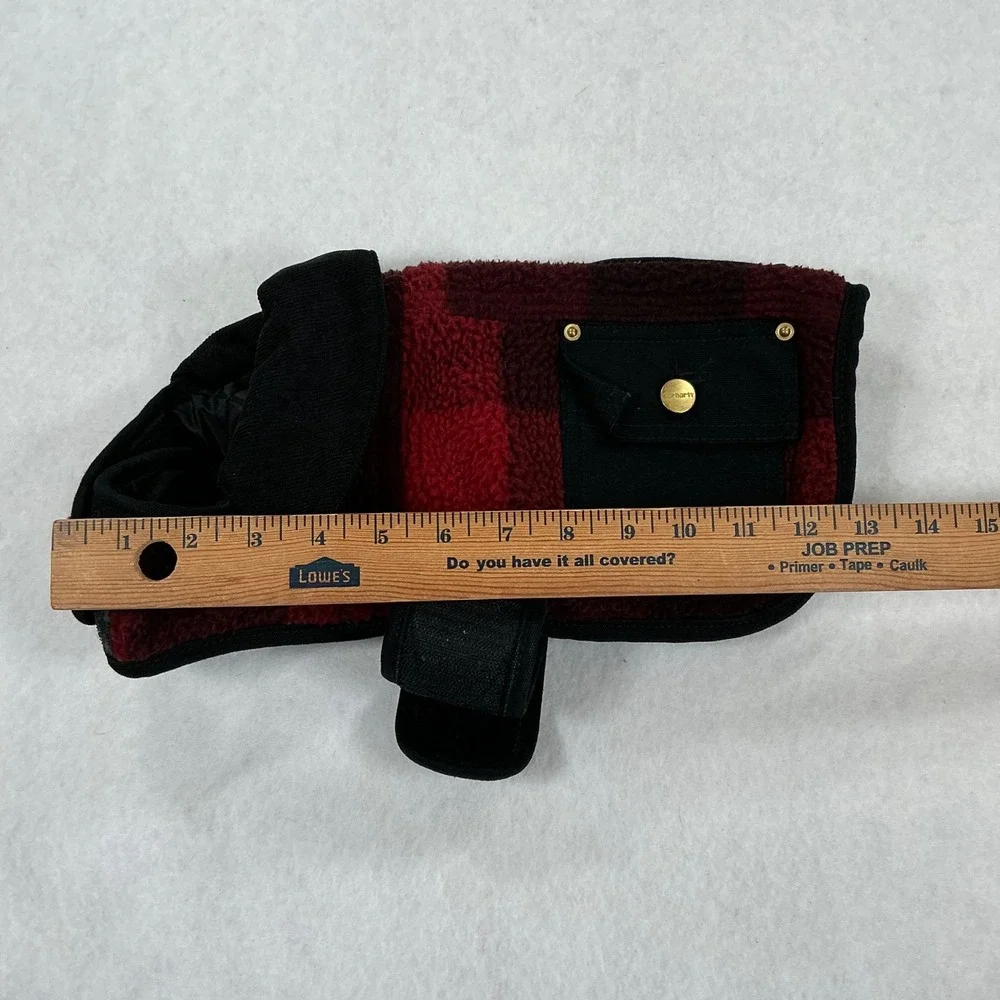 Carhartt Dog Vest Red Black Buffalo Plaid Sherpa Fleece Quilted Lining Pockets